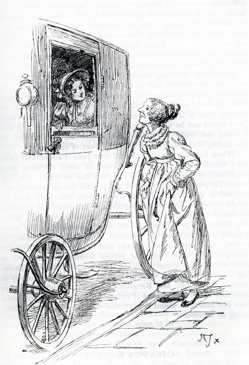 "Miss Bates et Emma" (illustration) 作者 休·汤姆森