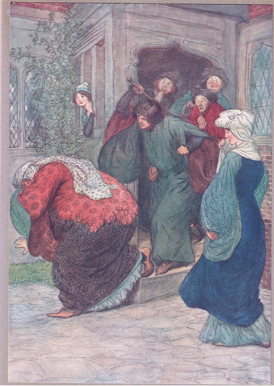 我的门外你是女巫，1910年来自温莎的快乐妻子的插图 作者 休·汤姆森
