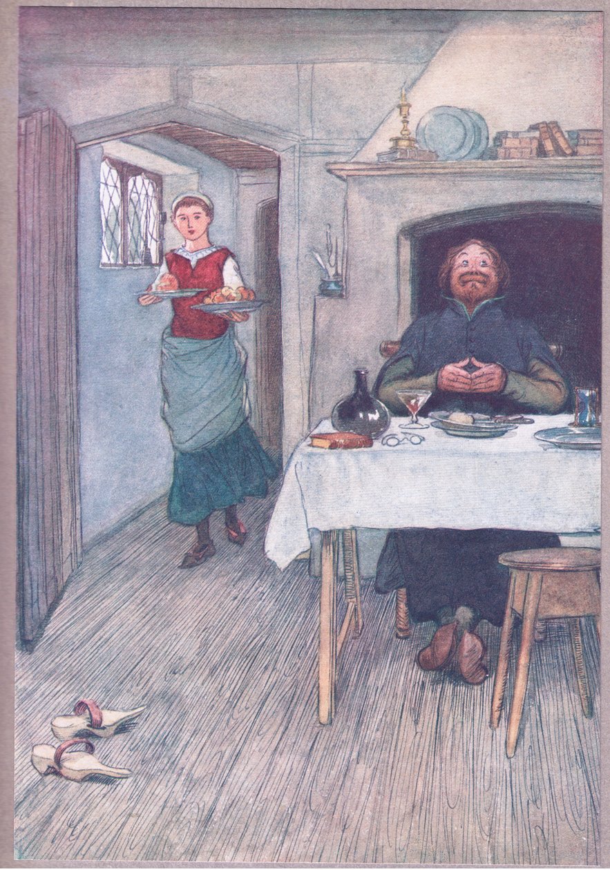 Theres pippins和奶酪来了，插图来自温莎的快乐妻子，1910年 作者 休·汤姆森