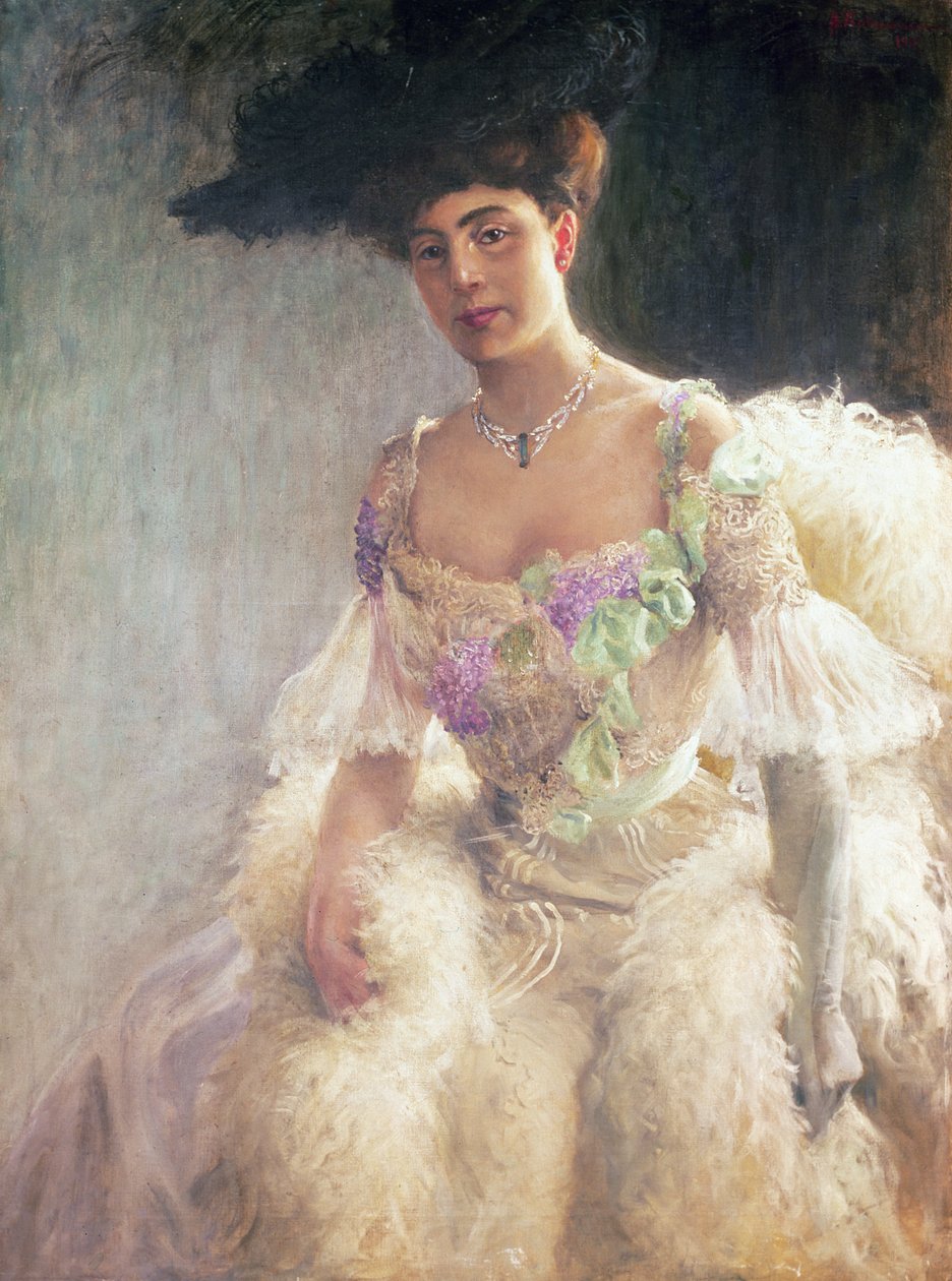 1903年晚礼服的一位女士的画像 作者 雨果·埃里亚斯·巴赫曼森