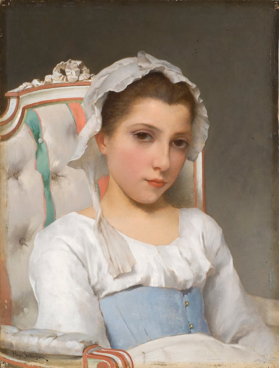 一个年轻女孩的画像 作者 雨果·萨尔姆森（Hugo Salmson）