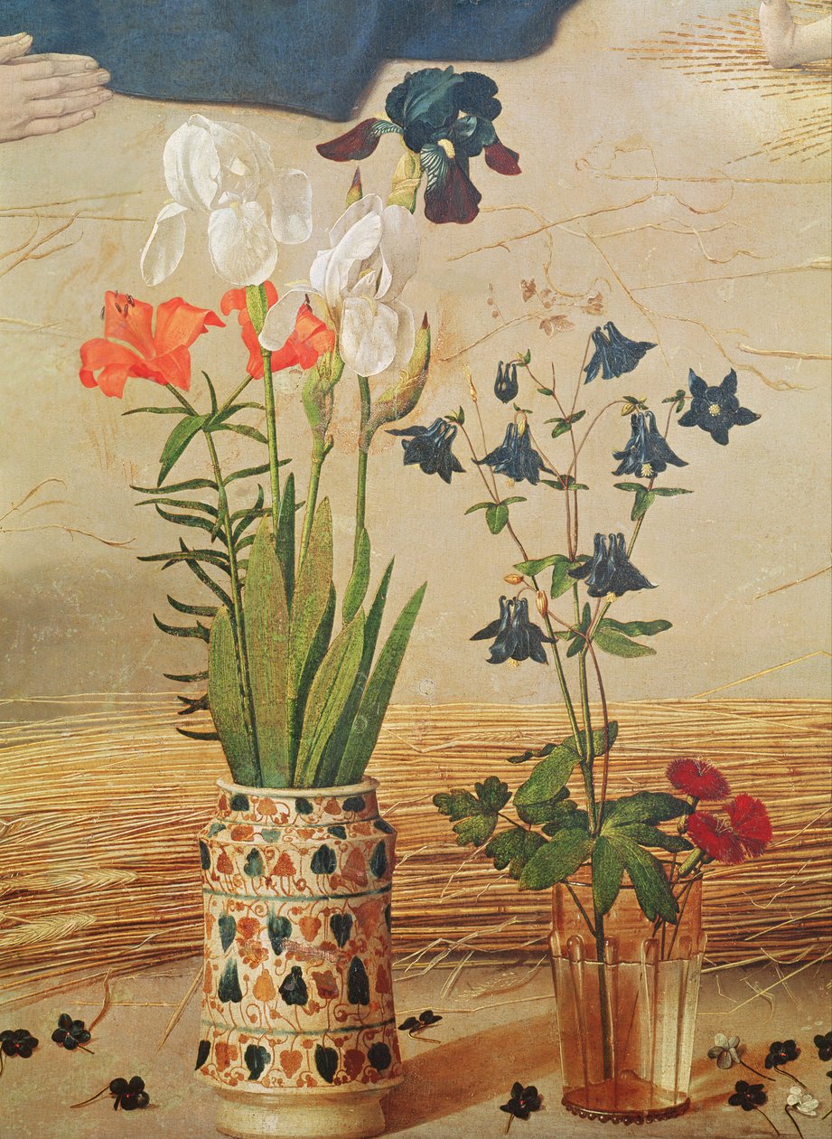花卉细节，来自Portinari Altarpiece的中央面板，c.1479 作者 雨果范德高斯