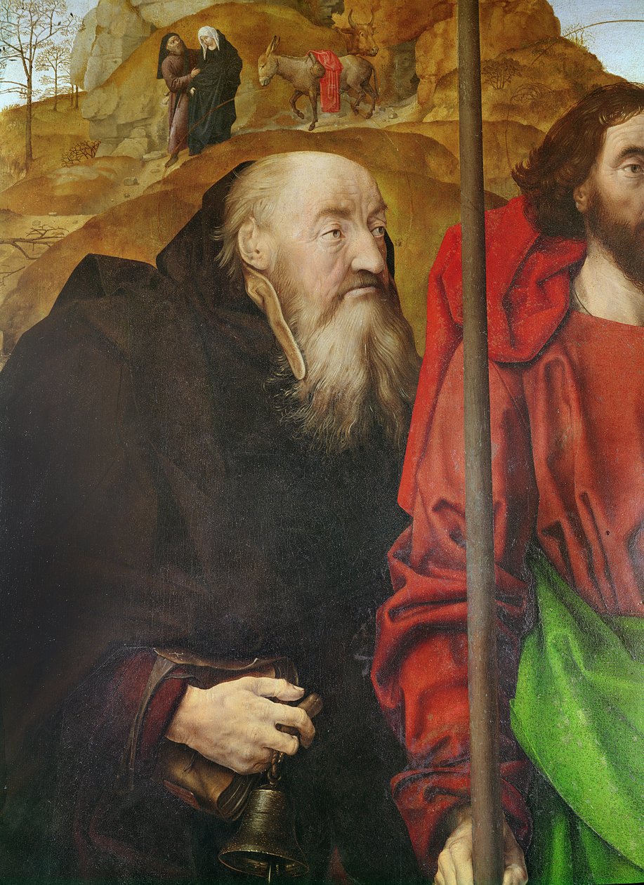 Portinari Altarpiece，左侧面板细节的圣安东尼，c.1479油面板 作者 雨果范德高斯