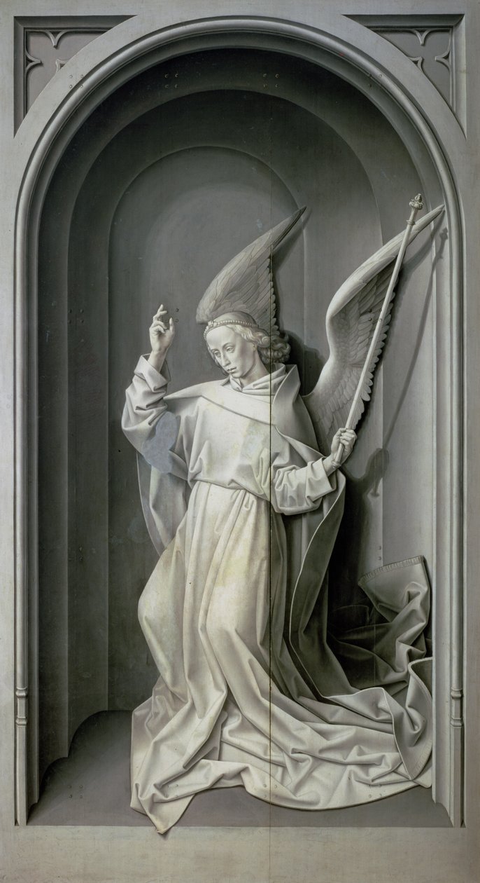 天使报喜，来自Portinari Triptych，c.1479 作者 雨果范德高斯