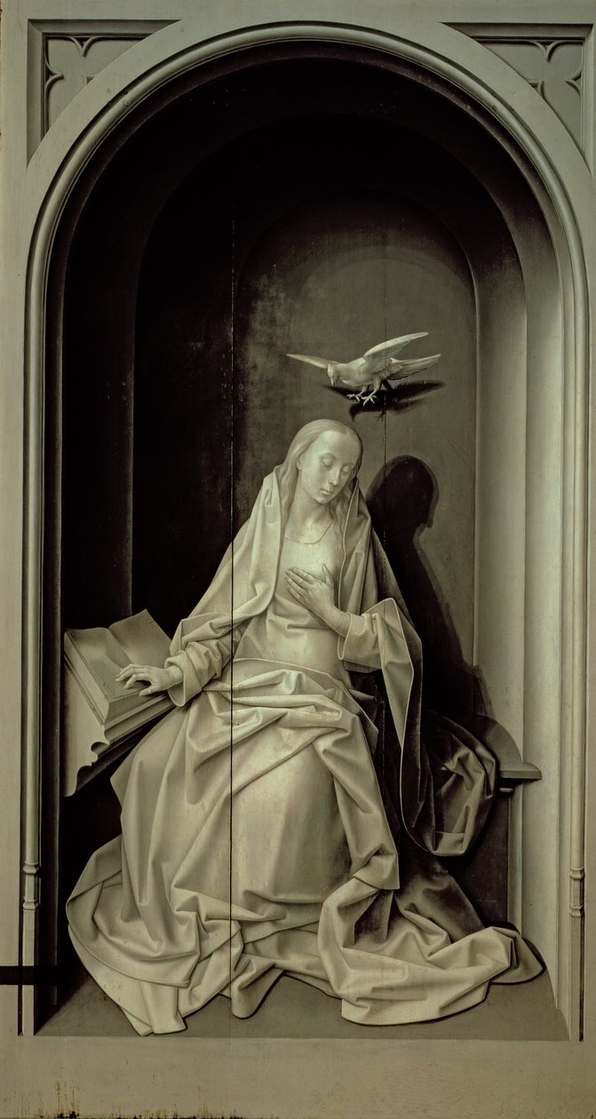 来自Portinari Triptych的圣母报喜，1479年 作者 雨果范德高斯