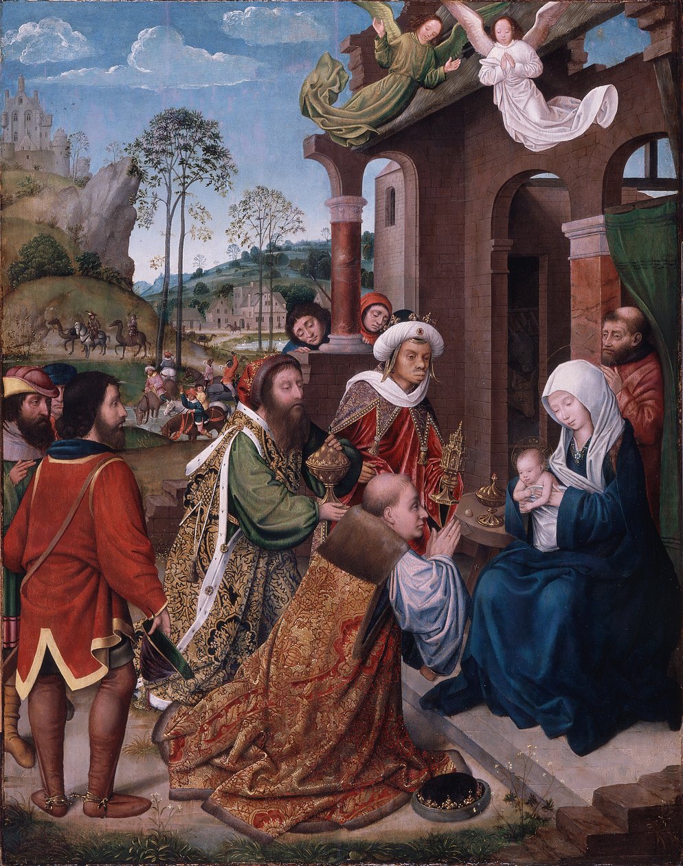 玛吉的崇拜》，约 1505 年（板上油画） 作者 Hugo van der (follower of) Goes