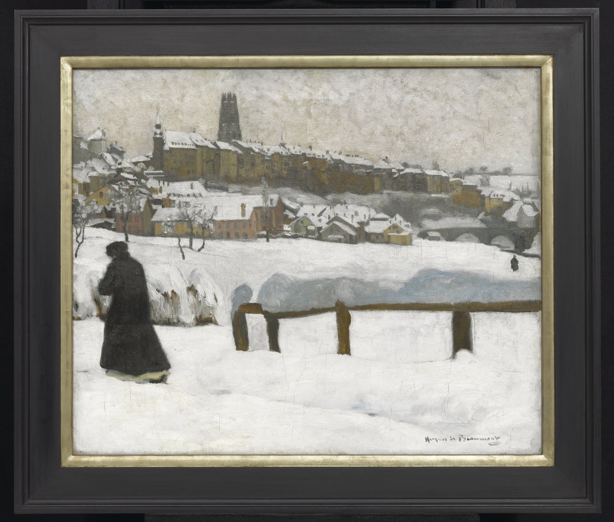 雪中的弗莱堡，c.1920（canvsd上的油） 作者 休格·德·博蒙特