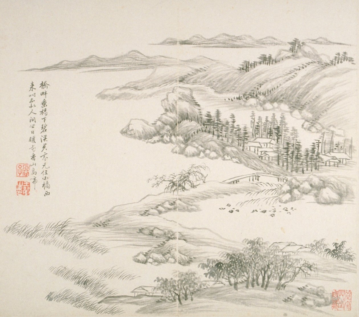 Album After Old Masters And Poems (album (10 leaves), ink on paper) 作者 王辉