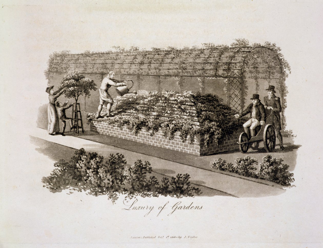 花园的奢侈品，来自“园林理论与实践的碎片”，1816年出版（aquatint） 作者 汉弗莱·雷普顿
