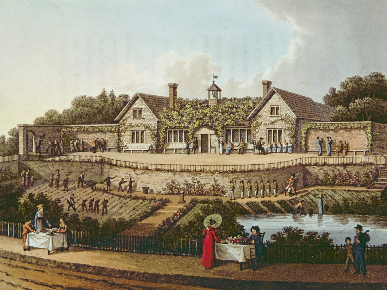 工作室，来自Humphry Repton的“景观园艺理论与实践片段”的插图，1816年出版 作者 汉弗莱·雷普顿