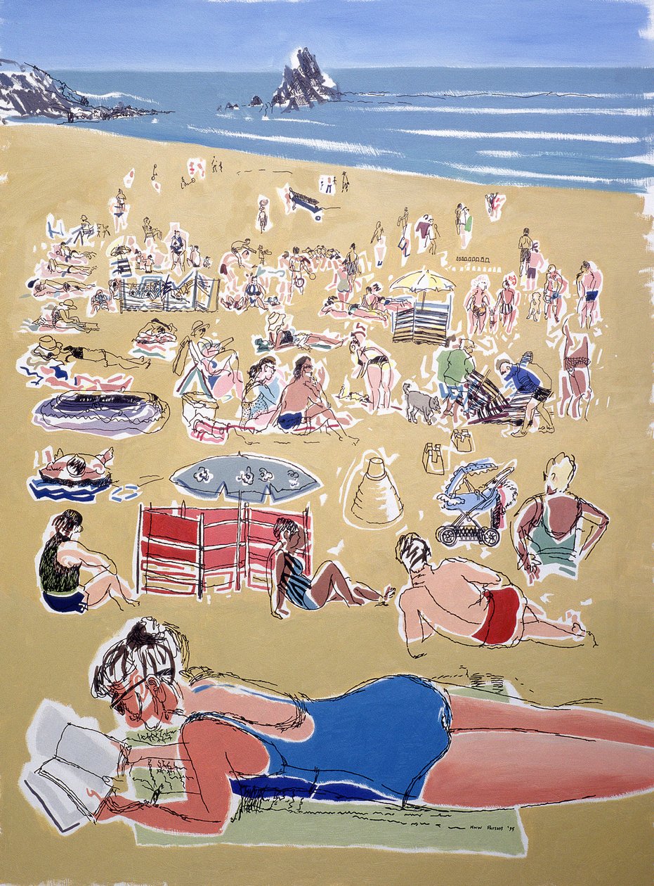 Bathers，Broadhaven Beach，Dyfed，1995（船上油墨） 作者 休·帕森斯