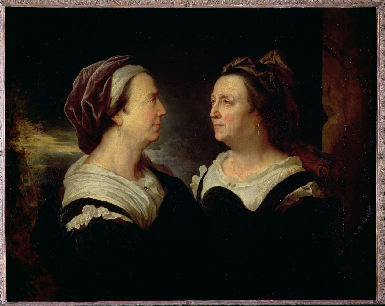 玛丽·塞尔的双重肖像，艺术家的母亲，1695年 作者 风信子 Francois Rigaud