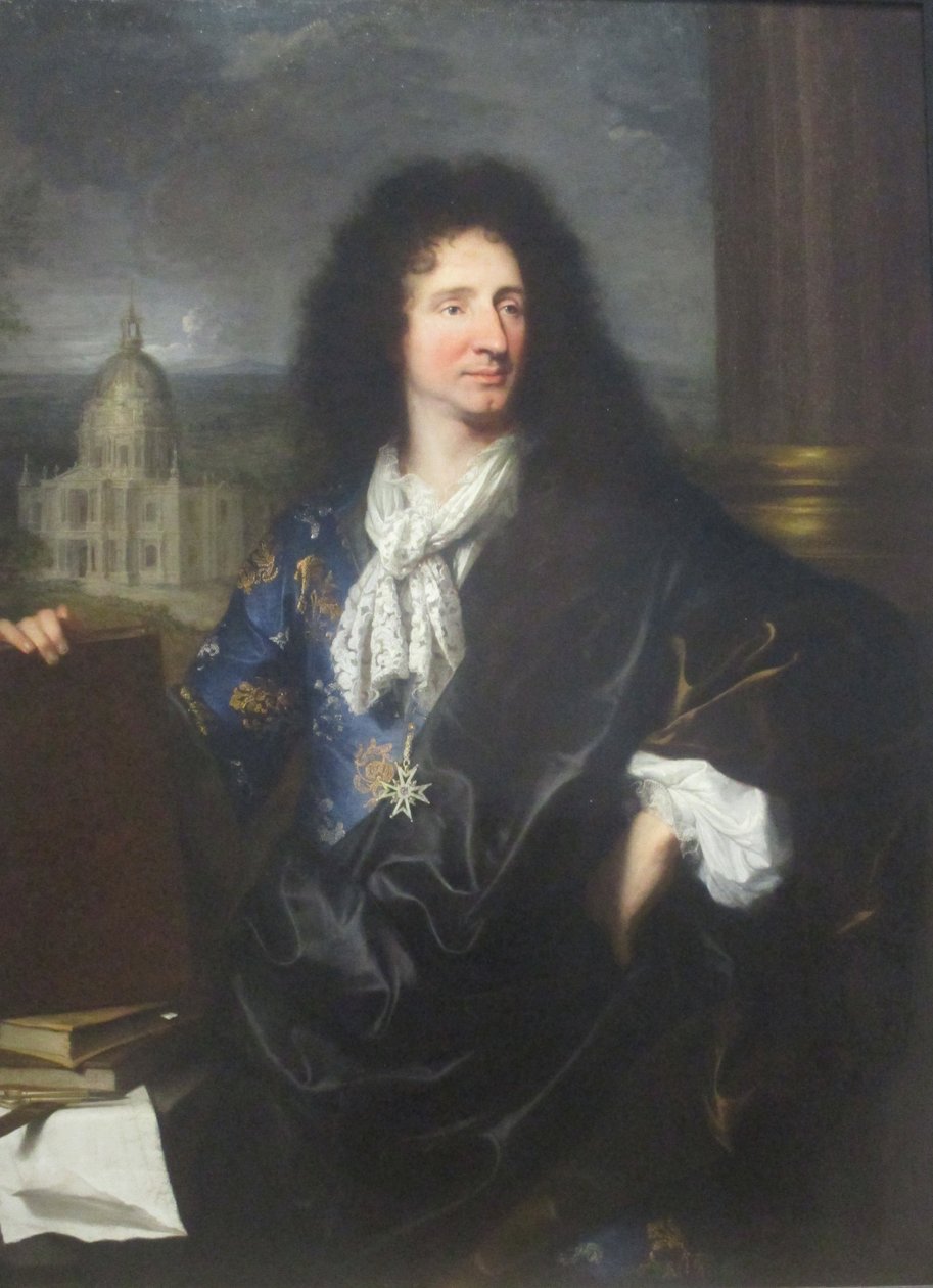 Jules Hardouin-Mansart的肖像，法国国王路易十四（1643-1715）的建筑师 作者 风信子 Francois Rigaud