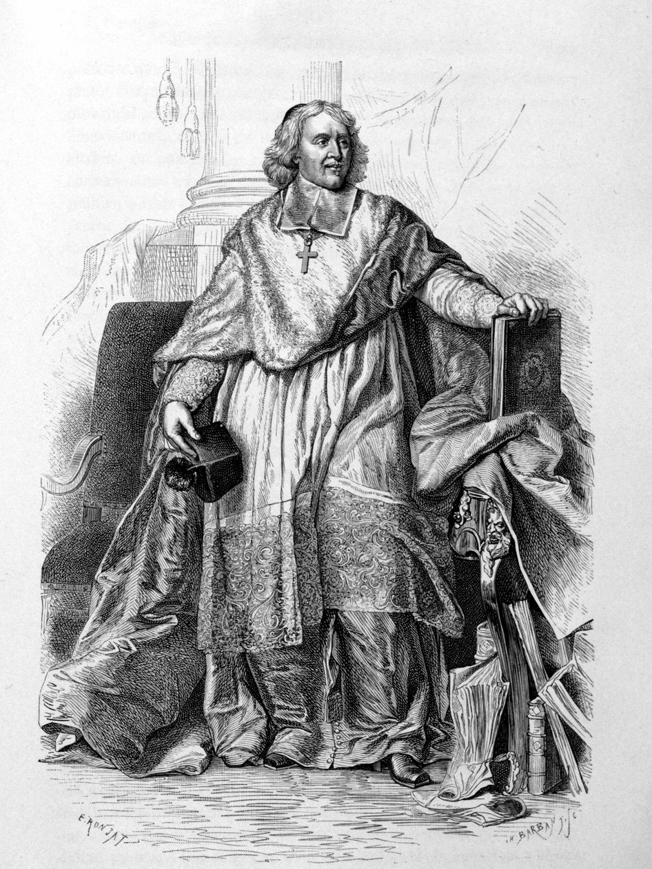 雅克·贝尼涅 (Jacques Benigne) Bossuet 的雕刻肖像，继 Hyacinthe Rigaud（卢浮宫博物馆）之后的莫城主教 - 吉佐的《法兰西史》 作者 风信子（后）里戈