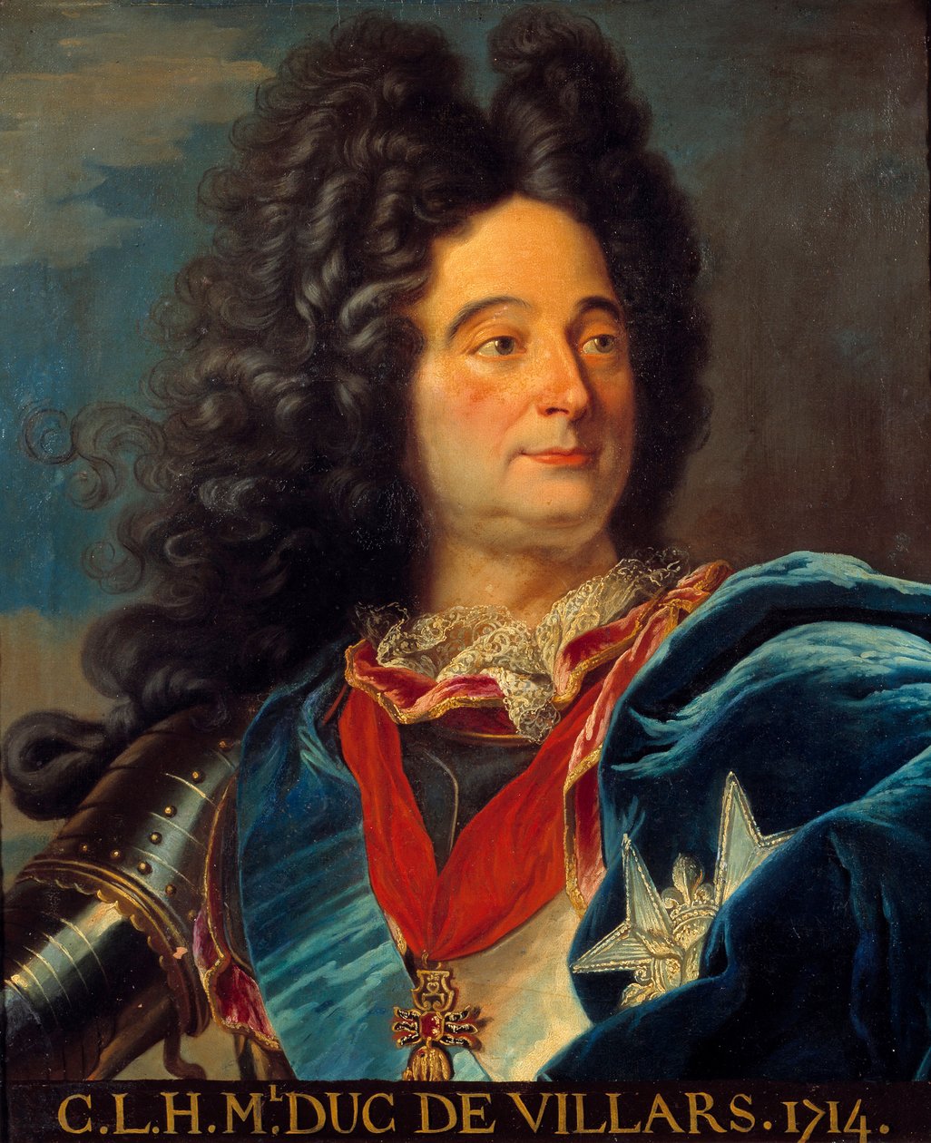 比利亚尔公爵路易·克劳德·赫克托 (Louis Claude Hector) 的肖像，法国元帅 (1652-1734) 在 Hyacinthe Rigaud (1659-1743) 之后绘画，1714 年 0,63x0,52 米 作者 风信子（后）里戈