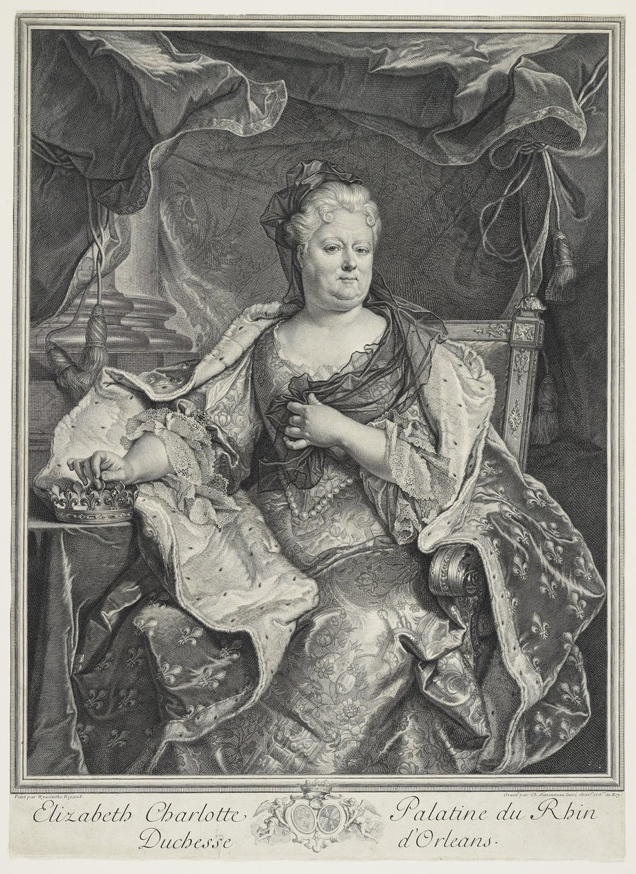 莱茵河的伊丽莎白夏洛特帕拉丁，奥尔良公爵夫人，英格兰。 Charles Louis Simmoneau（1645-1728） 作者 风信子 Francois Rigaud