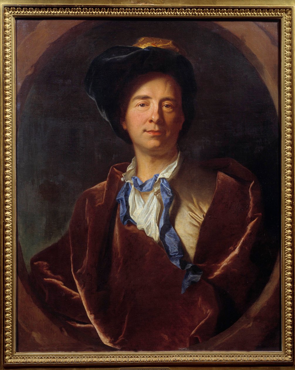 Bernard Le Bouyer (Le Bovier) de Fontenelle (1657-1757) 的肖像，法国作家 Hyacinthe Rigaud (1659-1743) 1713 年作画。 0.79x0.63 米蒙彼利埃，法布尔博物馆 - Bernard Le Bouyer (Le Bovier) 的肖像，法国作家 Fontenelle (1657-1757)。 作者 风信子 Francois Rigaud