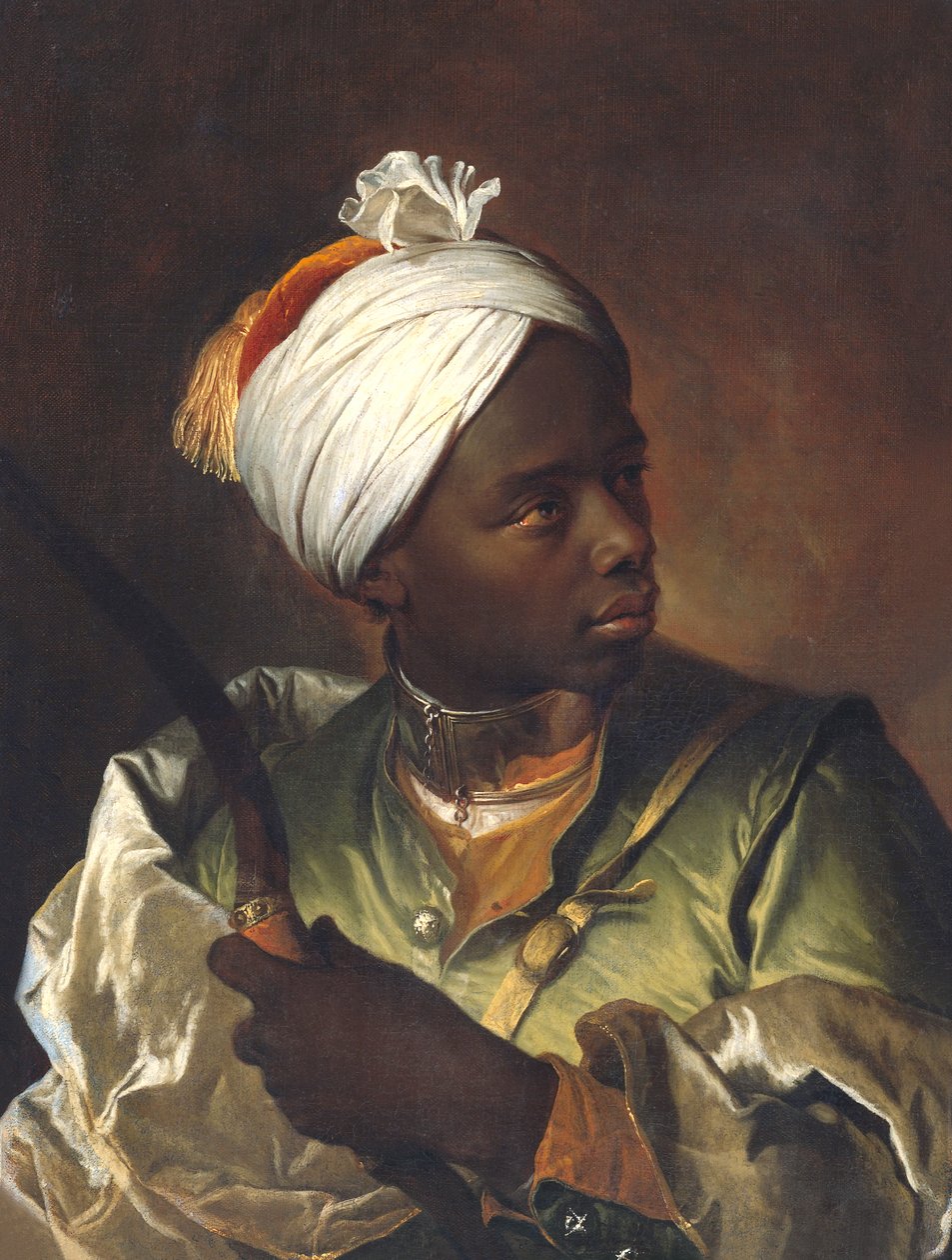 手持弓箭的黑人肖像，约 1697 年（布面油画） 作者 风信子 Francois Rigaud