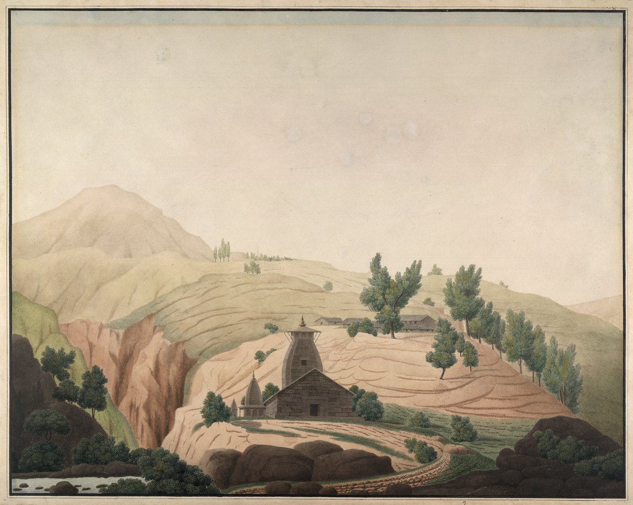 巴尔海蒂村，前景是一座寺庙 作者 海德·琼·赫尔西