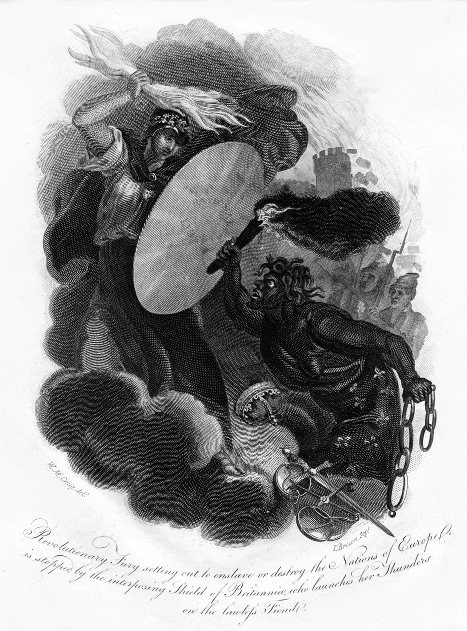 革命愤怒与不列颠尼亚，1814年。 作者 一布朗