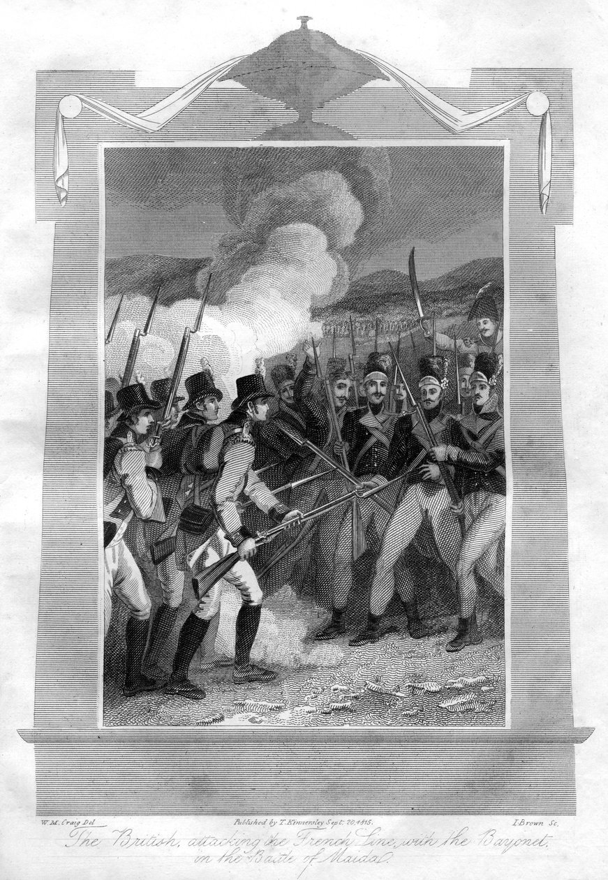 1816年，英军在梅达战役中用刺刀攻击法国线。 作者 一布朗
