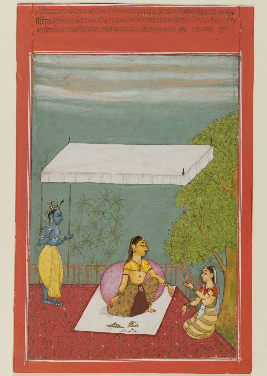 Nayika等待她的情人，这是一系列文章，描述了Keshavadasa的Rasikapriya，1692年（纸上不透明的wc） 作者 易卜拉欣易卜拉欣