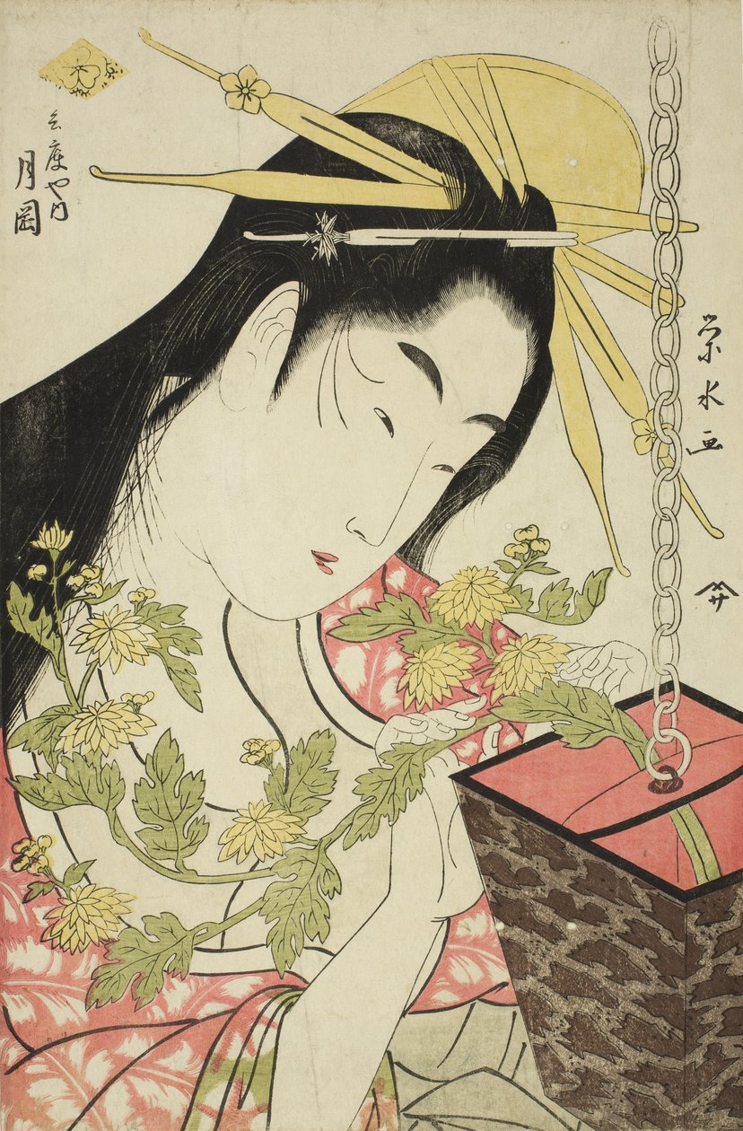 兵库县的妓女月冈，约1797年 作者 市立水井荣水