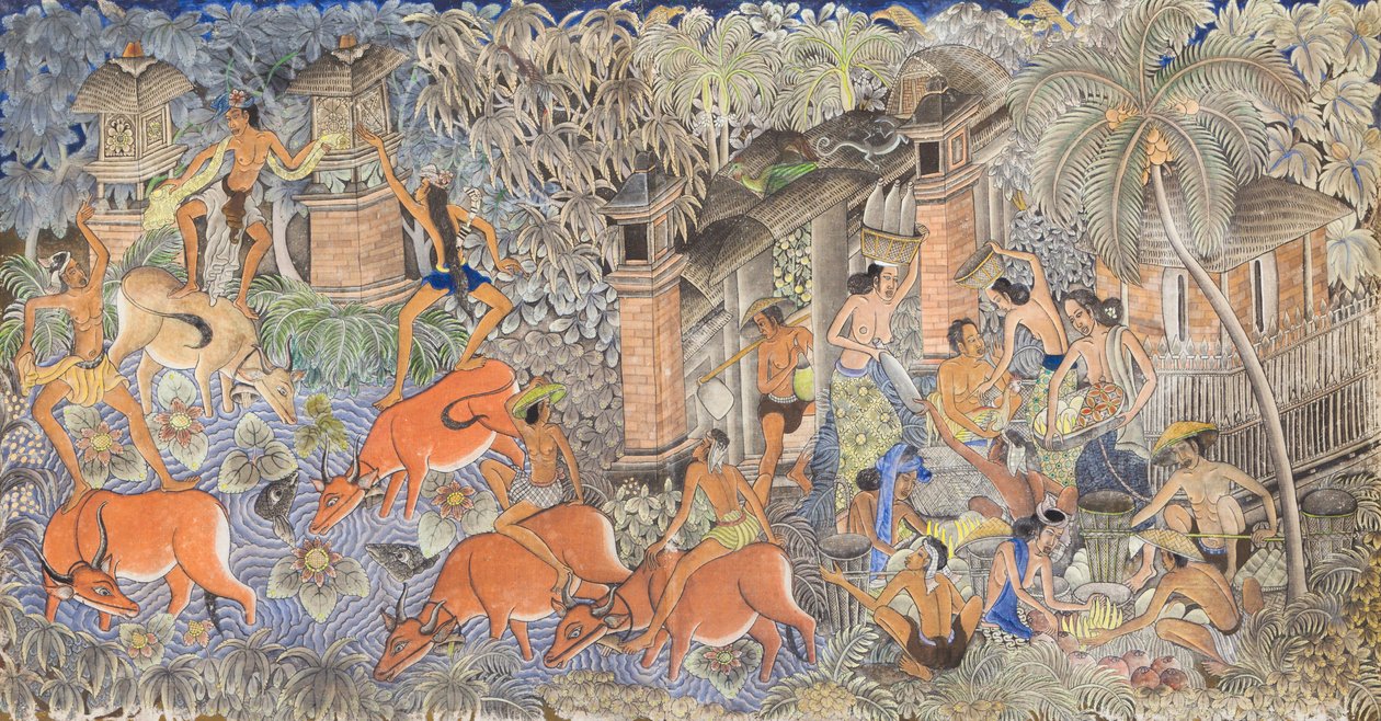 牧牛人和村民的消遣（画布蛋彩画） 作者 艾达·巴古斯·肯宾