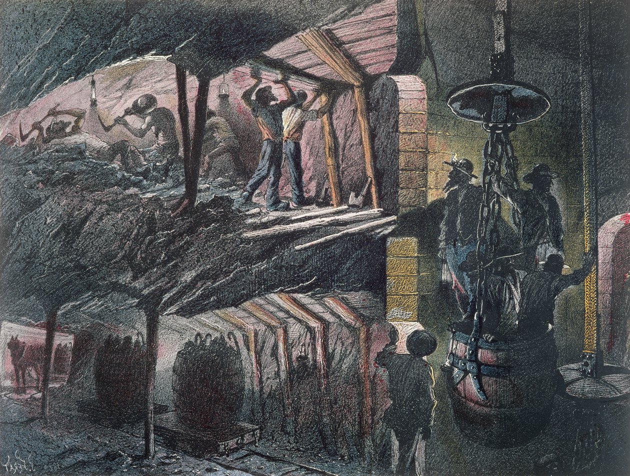 煤矿的横截面，由Jules Ferat（1819年）1889年雕刻 作者 伊格纳斯·弗朗索瓦·博霍姆