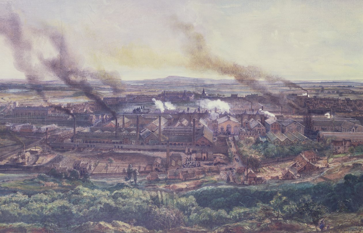 1848年Le Creusot的工厂，1855年（纸上油）（详情见164036） 作者 伊格纳斯·弗朗索瓦·博霍姆