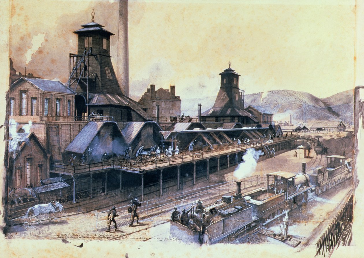 1866年Le Creusot的圣皮埃尔和圣保罗修道院（墨水和水粉在纸上） 作者 伊格纳斯·弗朗索瓦·博霍姆