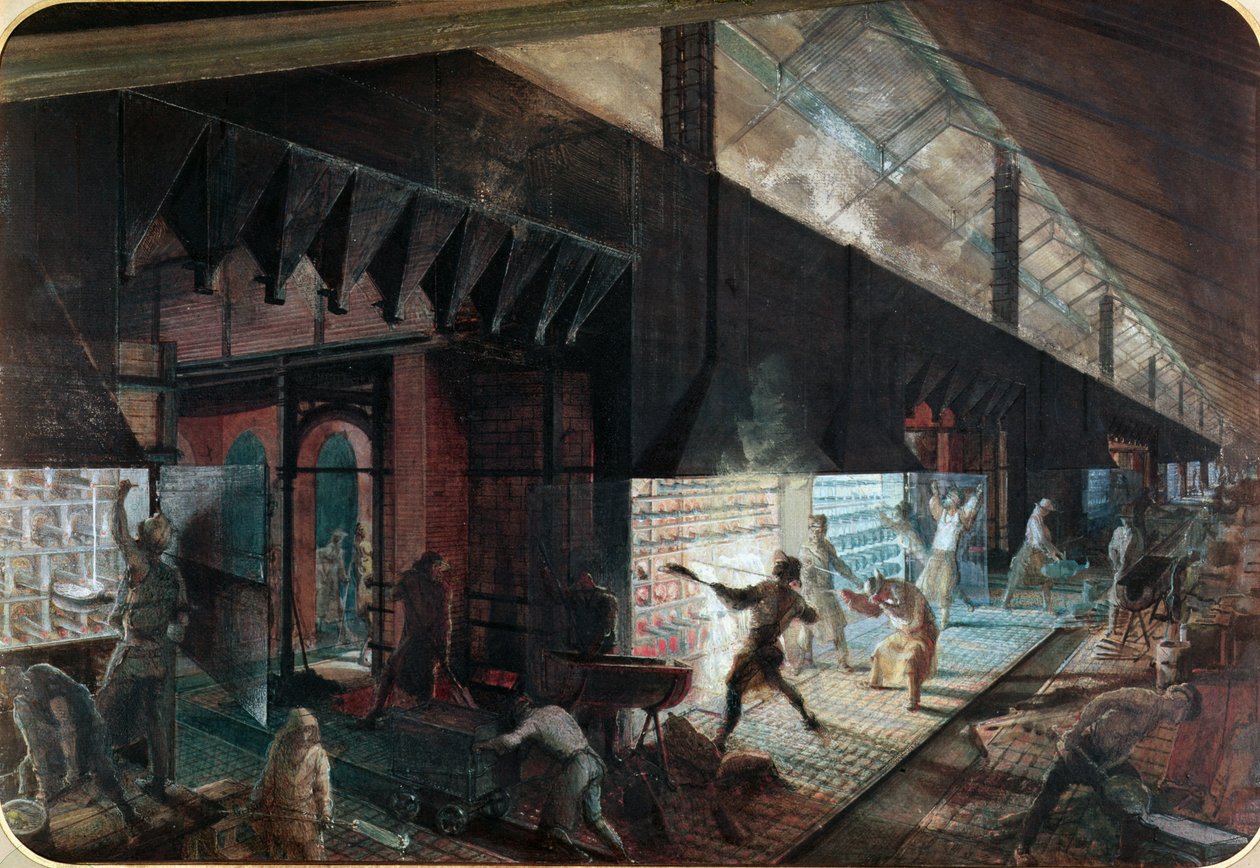 旧山工厂的锌生产，Saone-et-Loire，1860 作者 伊格纳斯·弗朗索瓦·博霍姆