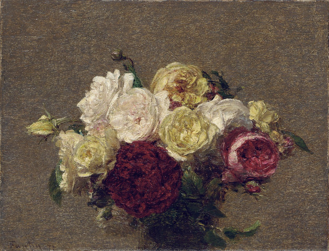 玫瑰花束，1879年 作者 伊格纳斯·亨利·让·范坦·拉图尔