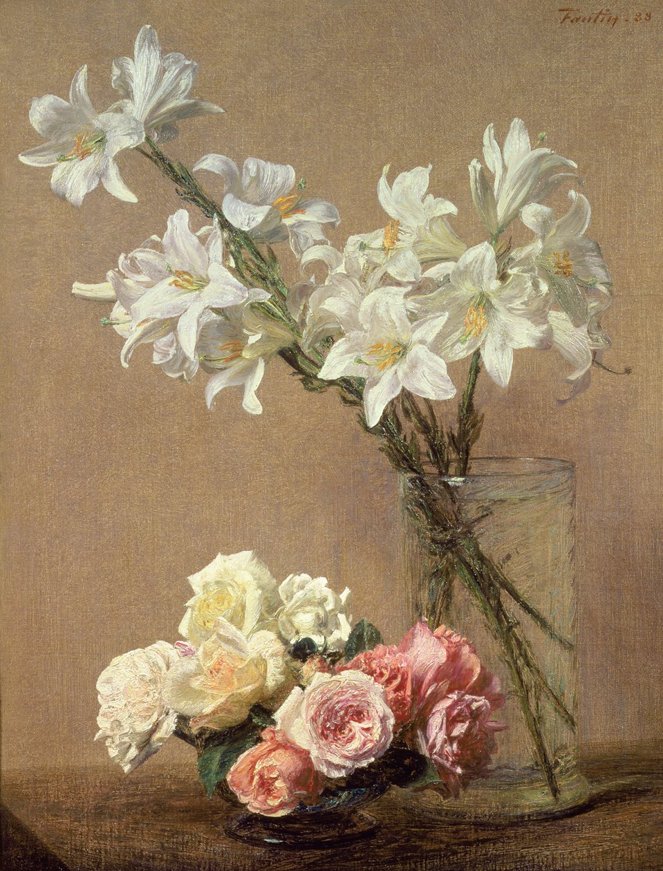 百合花瓶，1888年 作者 伊格纳斯·亨利·让·范坦·拉图尔