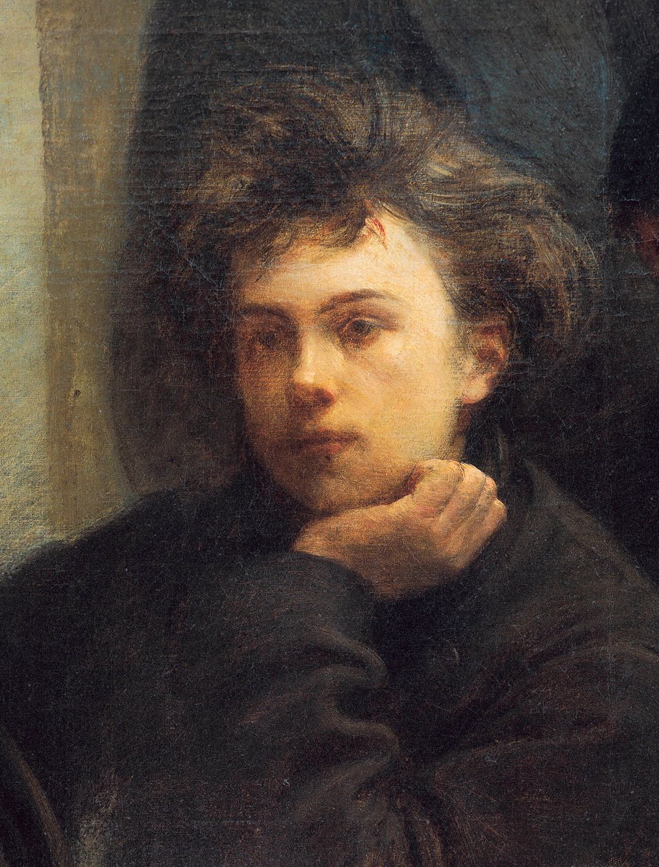 Arthur Rimbaud 的肖像，来自画作 Corner Table 的细节 作者 伊格纳斯·亨利·让·范坦·拉图尔