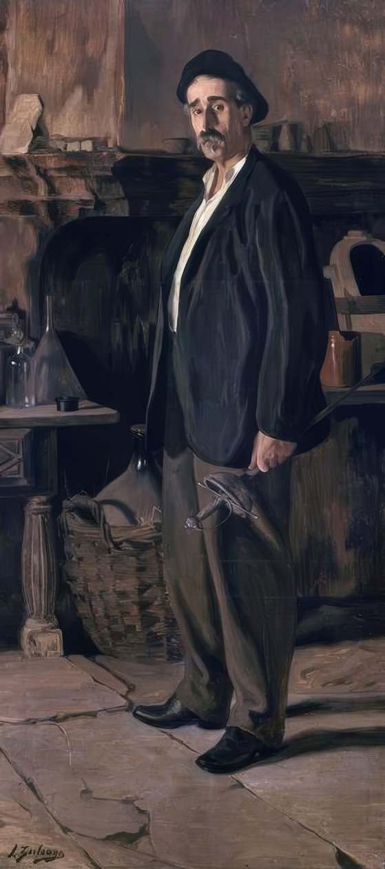 Don Plácido Zuloaga在他的工作室》，1895年，布面油画，219 × 100厘米，AS00783 作者 伊格纳西奥·祖洛加（Ignacio Zuloaga）