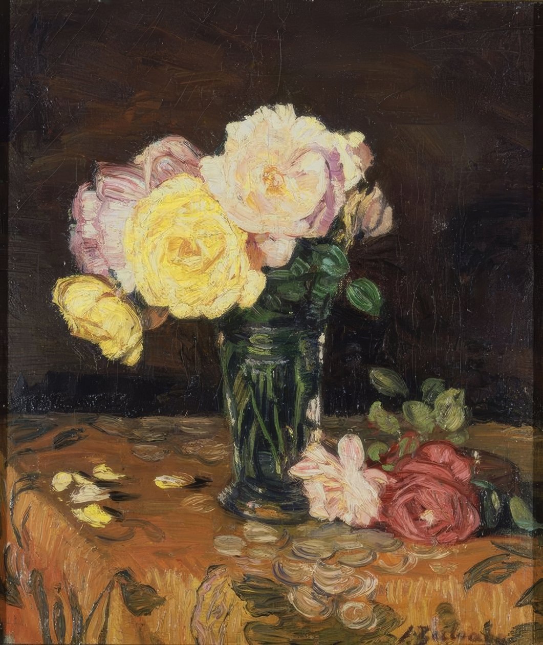 玫瑰花瓶-1931年-O - L-50×43 CM 作者 伊格纳西奥·祖洛加（Ignacio Zuloaga y Zabaleta）