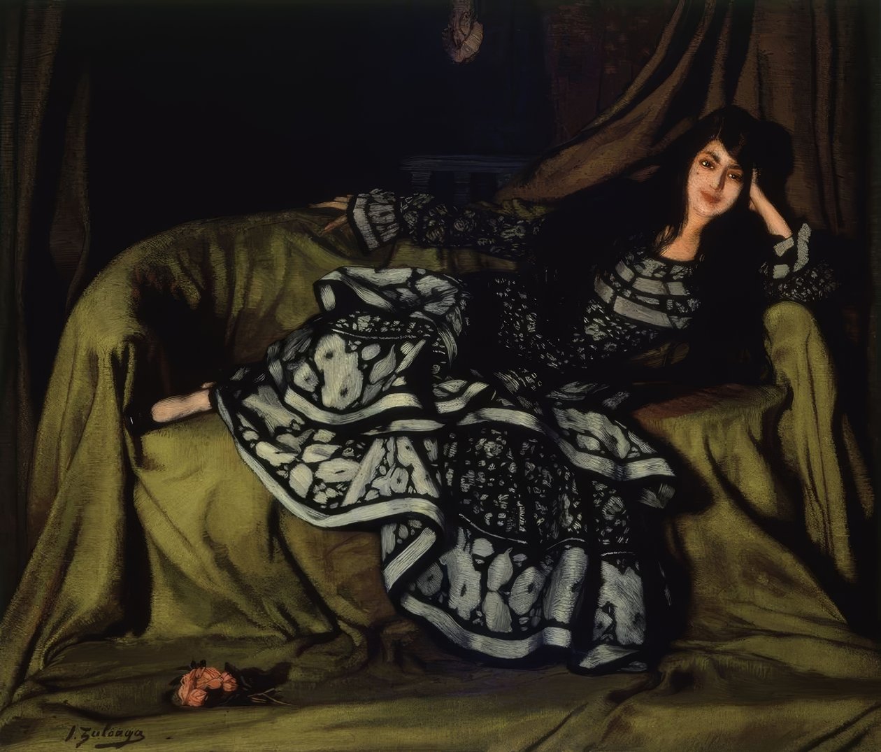 MARCELLE SOUTY带轮连衣裙-1915年-160 X 188 CM 作者 伊格纳西奥·祖洛加（Ignacio Zuloaga y Zabaleta）