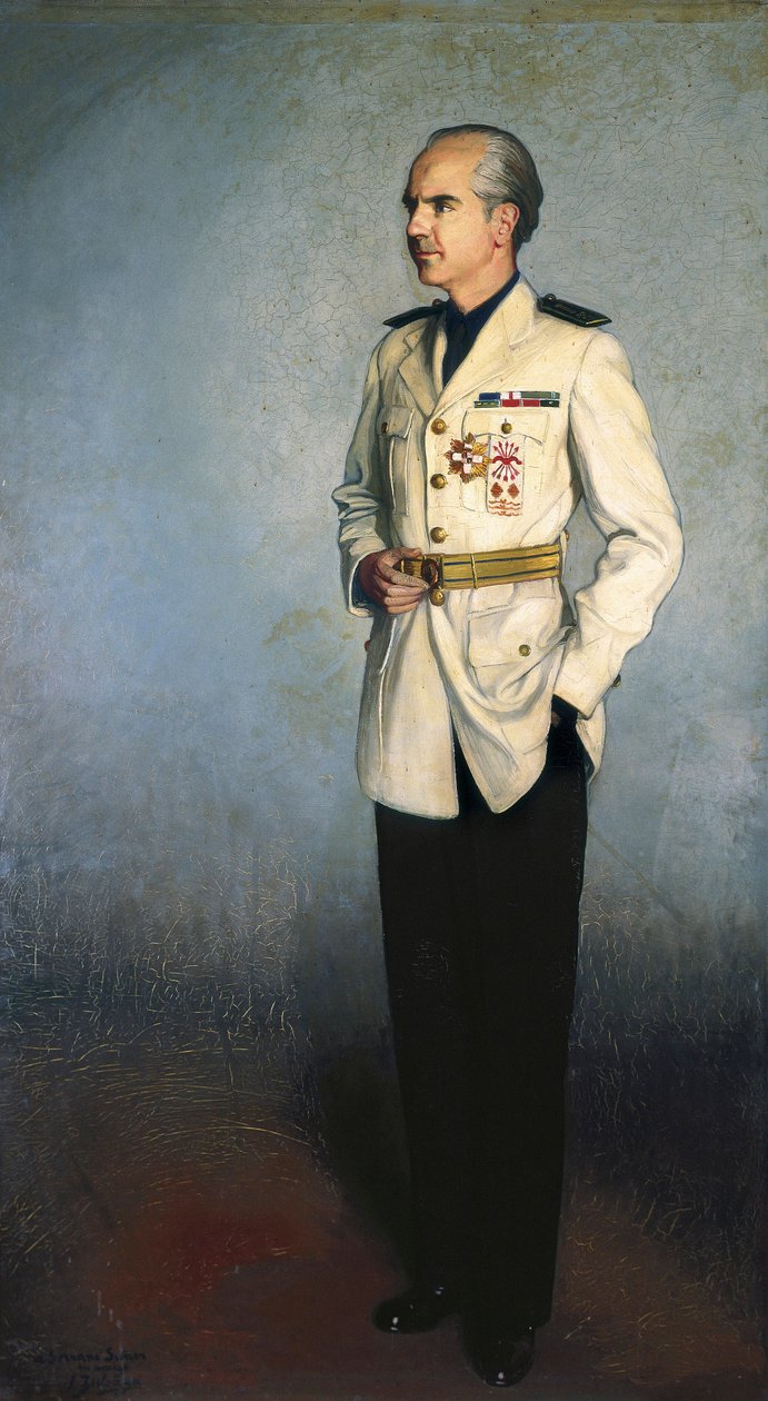 Ramon SERRANO SUNER (1901-2003) 西班牙法官和政治家的肖像（布面油画） 作者 伊格纳西奥·祖洛加（Ignacio Zuloaga y Zabaleta）