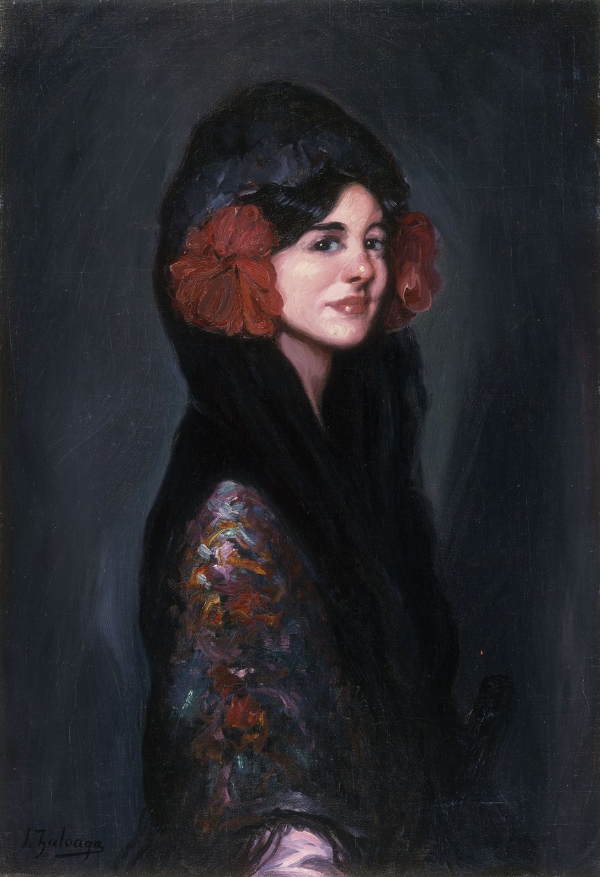 一位优雅的女士的画像 作者 伊格纳西奥·祖洛加（Ignacio Zuloaga y Zabaleta）
