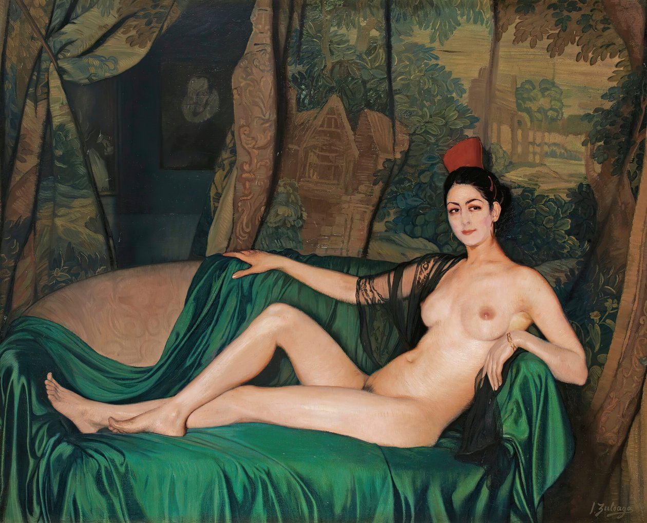 苏蒂夫人躺在苏蒂夫人的沙发上，1921年。 作者 伊格纳西奥·祖洛阿加·扎巴莱托