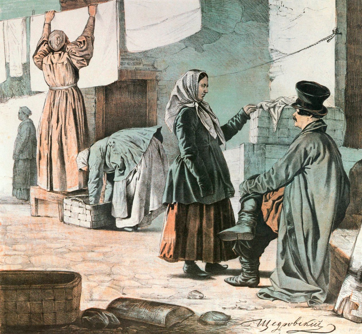 洗衣妇，1846年。 作者 伊格纳蒂·谢德罗夫斯基（Ignati Shchedrovsky）