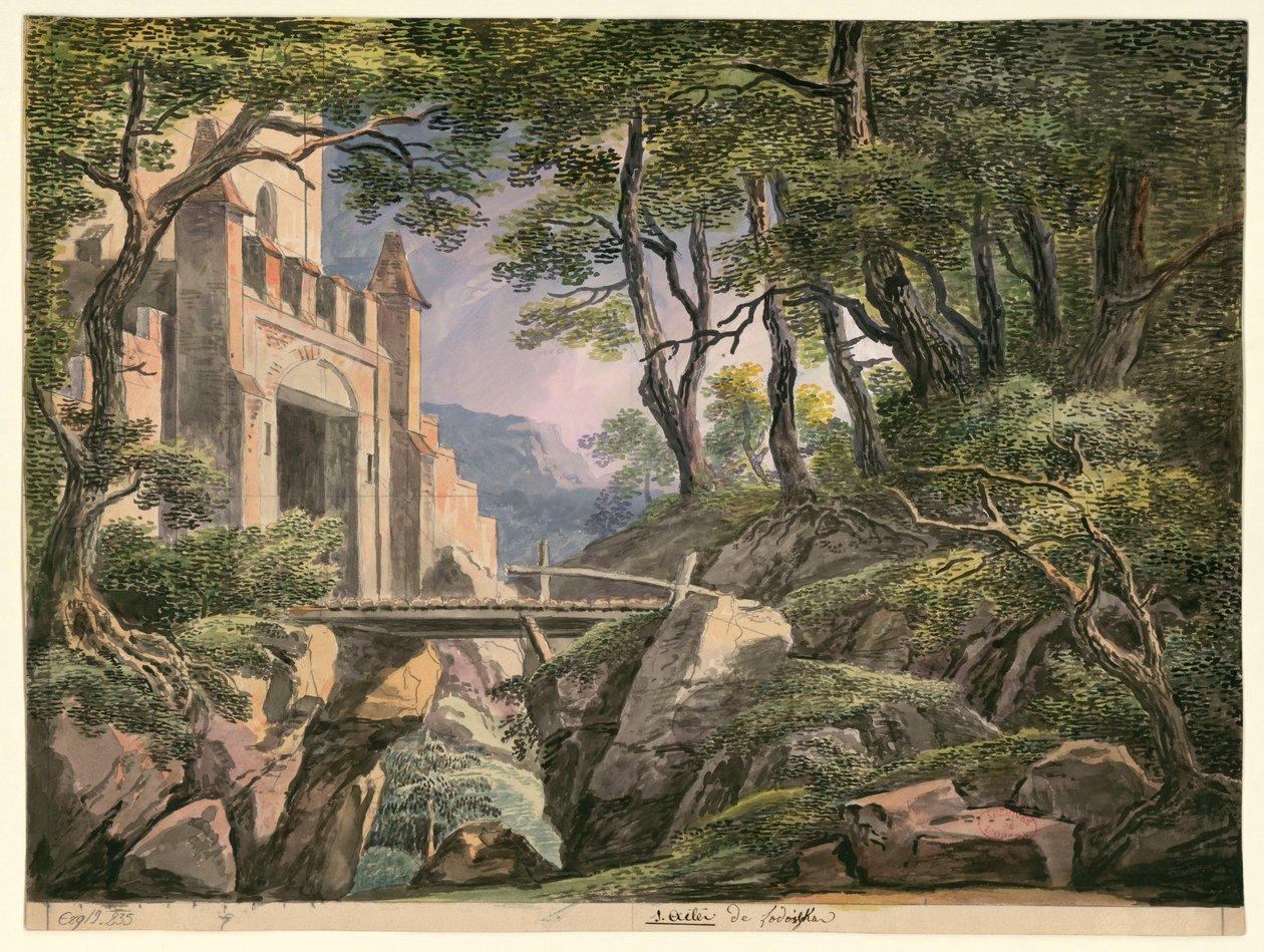第一幕的装饰素描，Cherubini的歌剧Lodoïska，于1791年7月18日首次在巴黎的ThéâtreFeydeau演出 作者 伊格纳西奥（Ignazio Degotti）