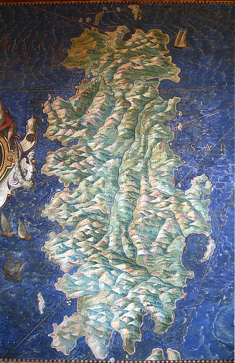 撒丁岛地图 - 地图画廊 - 梵蒂冈博物馆。 作者 伊格纳齐奥·丹蒂
