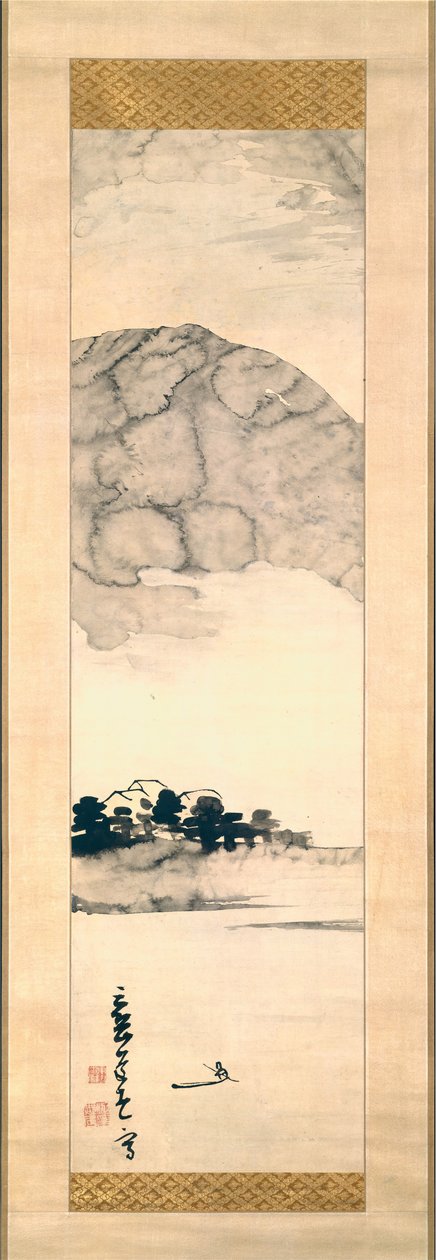 手指画的风景，18世纪。 作者 池之针