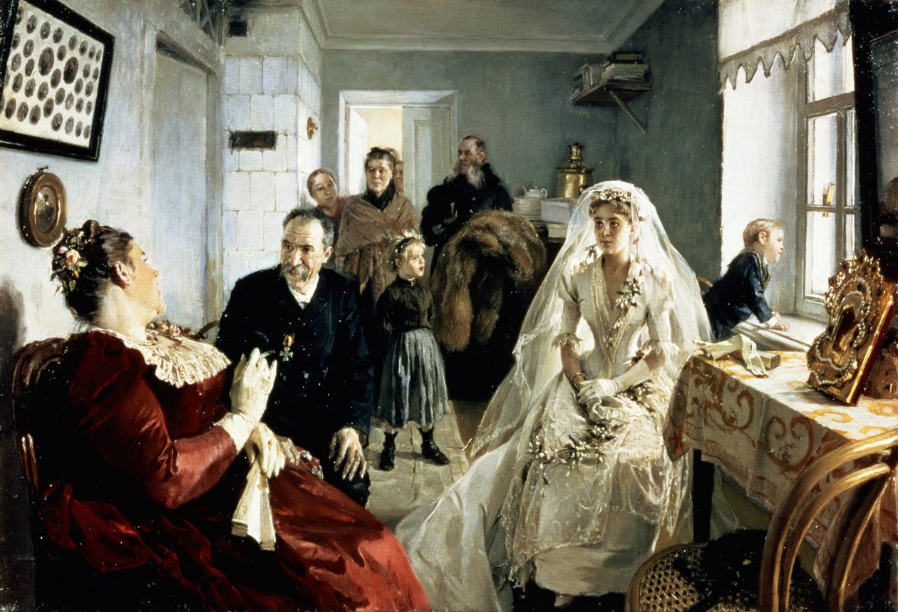 在1880年代的婚礼之前 作者 Illarion Mikhailovich Pryanishnikov
