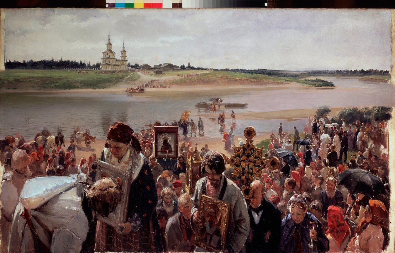 复活节游行Illarion Mikhailovich Pryanishnikov（1840-1894 年）的画作，布面油画 作者 Illarion Mikhailovich Pryanishnikov