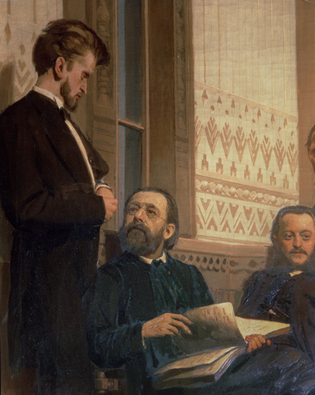Eduard Frantsovitch Napravnik（1839-1916）和Bedrich Smetana（1824-84），来自斯拉夫作曲家，1890年代 作者 伊利亚·叶菲莫维奇·列宾
