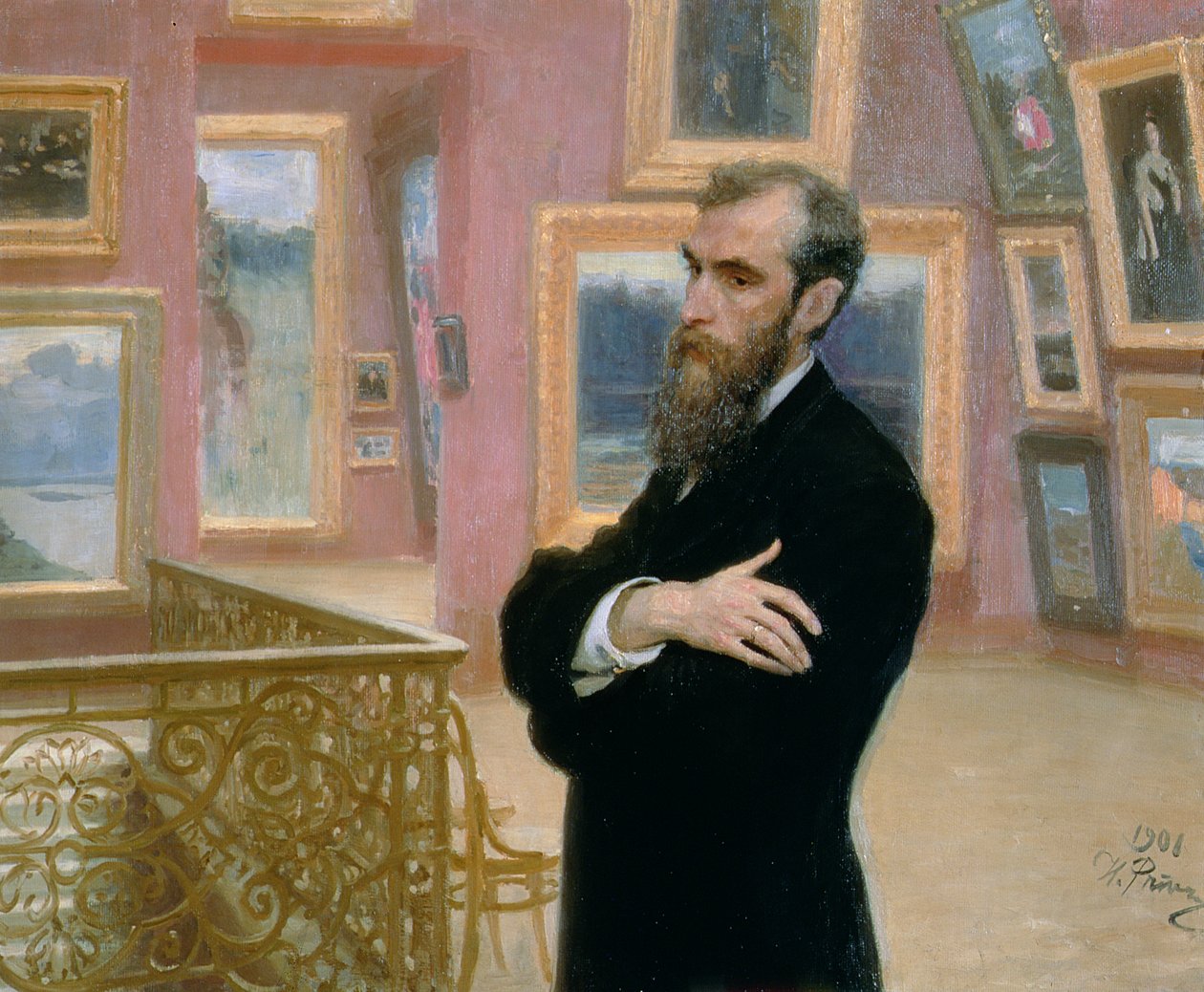 画廊中的Pavel Tretyakov（1832-98）的肖像，1901年 作者 伊利亚·叶菲莫维奇·列宾