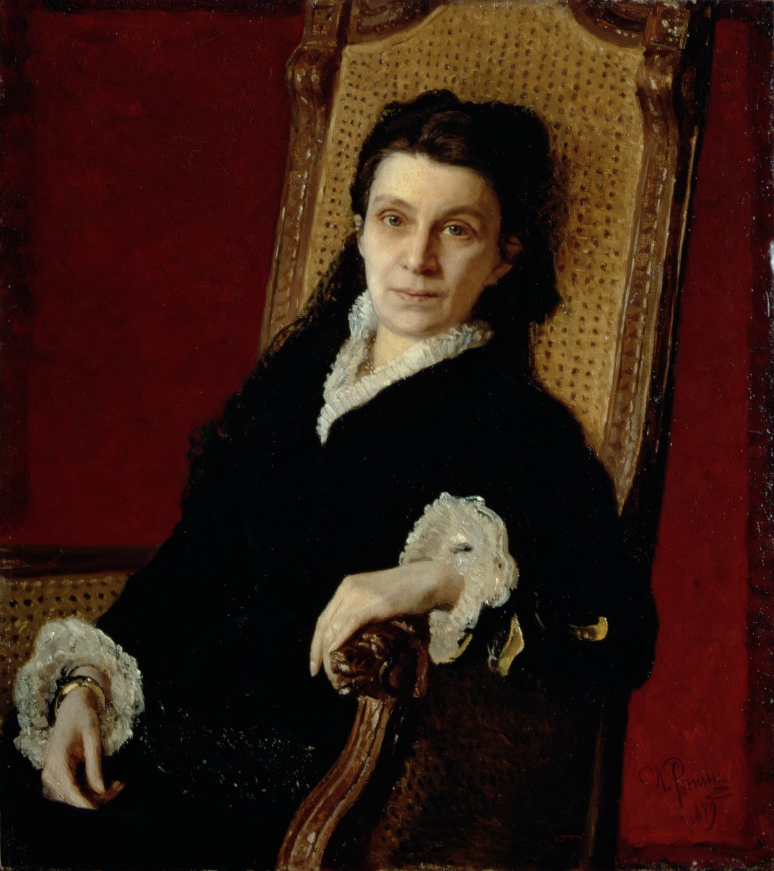 1879年DV Stasov的Poliksena Stepanovna Stasova（1839-1918）的妻子的肖像 作者 伊利亚·叶菲莫维奇·列宾